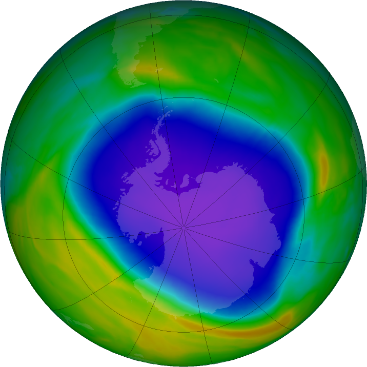 Antarctic ozone map for 23 October 2021